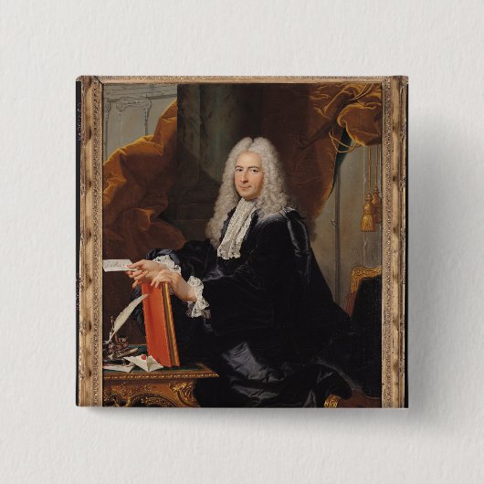 Portret van Philibert Orry Vierkante Button 5,1 Cm (Voorkant)