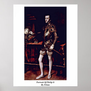 Portret van Philip II door Titiaan Poster