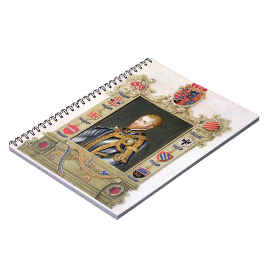 Portret van Philip II King of Spain (1527-98) van Notitieboek (Linkerzijde)