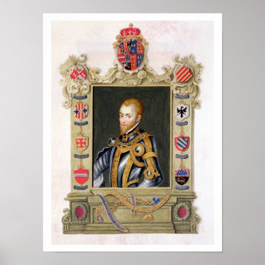 Portret van Philip II King of Spain (1527-98) van Poster (Voorkant)