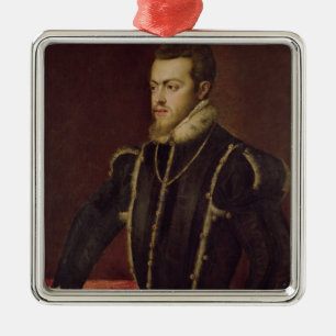 Portret van Philip II van Spanje Metalen Ornament