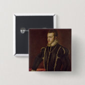 Portret van Philip II van Spanje Vierkante Button 5,1 Cm (Voorkant /achterkant)