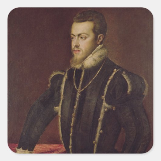 Portret van Philip II van Spanje Vierkante Sticker (Voorkant)