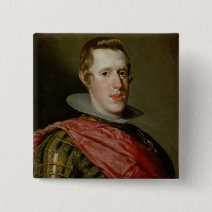 Portret van Philip IV in Armor, 1628 Vierkante Button 5,1 Cm