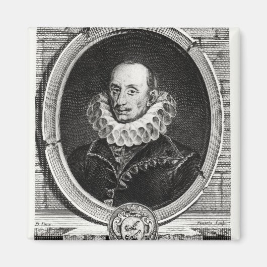 Portret van Pierre de Bourdeille in Medallion Magneet (Voorkant)