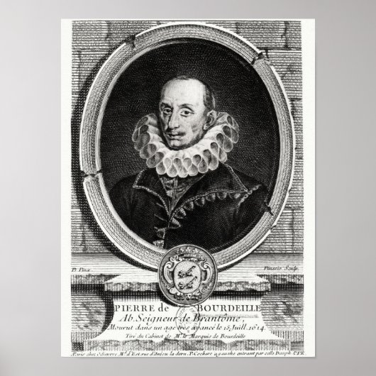 Portret van Pierre de Bourdeille in Medallion Poster (Voorkant)