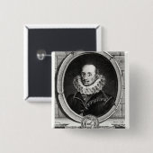 Portret van Pierre de Bourdeille in Medallion Vierkante Button 5,1 Cm (Voorkant /achterkant)