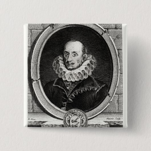Portret van Pierre de Bourdeille in Medallion Vierkante Button 5,1 Cm (Voorkant)