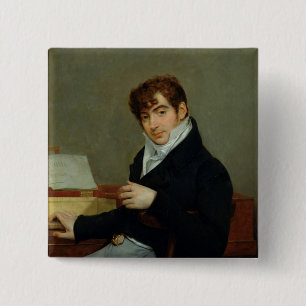 Portret van Pierre Zimmermann 1808 Vierkante Button 5,1 Cm