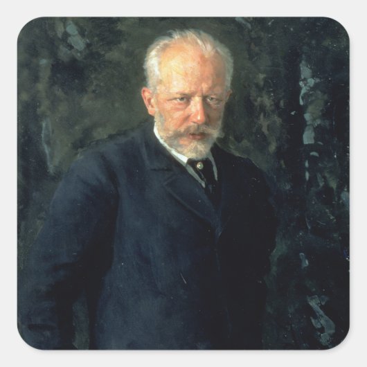 Portret van Piotr Ilyich Tchaikovsky Vierkante Sticker (Voorkant)