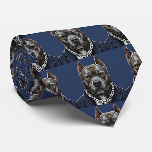 Portret van Pit Bull Stropdas (Opgerold)