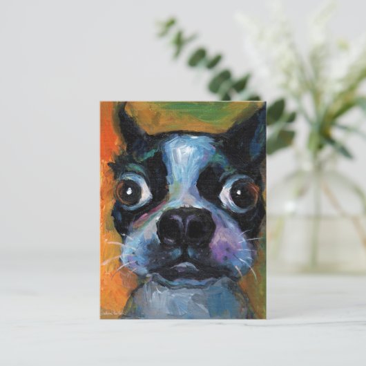 Portret van puppy dog van Boston Cute Boston Terri Briefkaart (Staand voorkant)