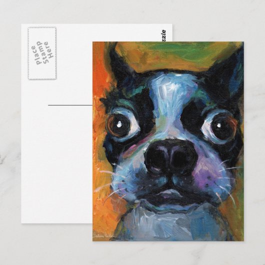Portret van puppy dog van Boston Cute Boston Terri Briefkaart (Voorkant / Achterkant)