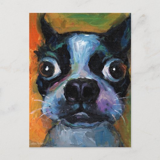 Portret van puppy dog van Boston Cute Boston Terri Briefkaart (Voorkant)