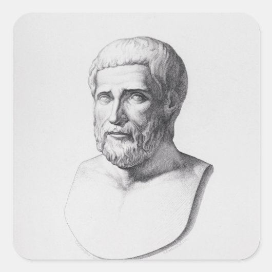 Portret van Pythagoras Vierkante Sticker (Voorkant)