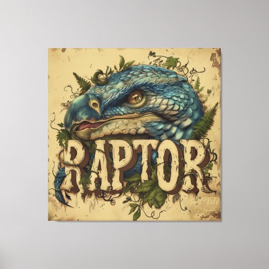 Portret van Raptor Grunge Canvas Afdruk (Voorkant)