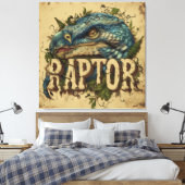 Portret van Raptor Grunge Canvas Afdruk (Insitu (Slaapkamer))