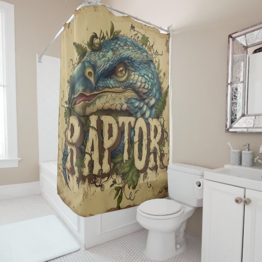 Portret van Raptor Grunge Douchegordijn (In situ)