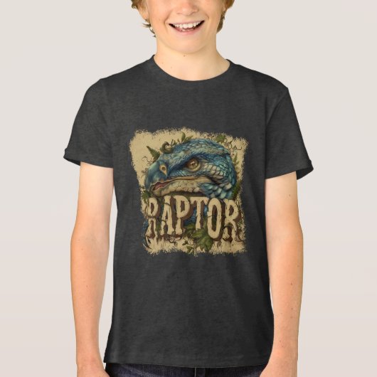 Portret van Raptor Grunge Tri-Blend Shirt (Voorkant)