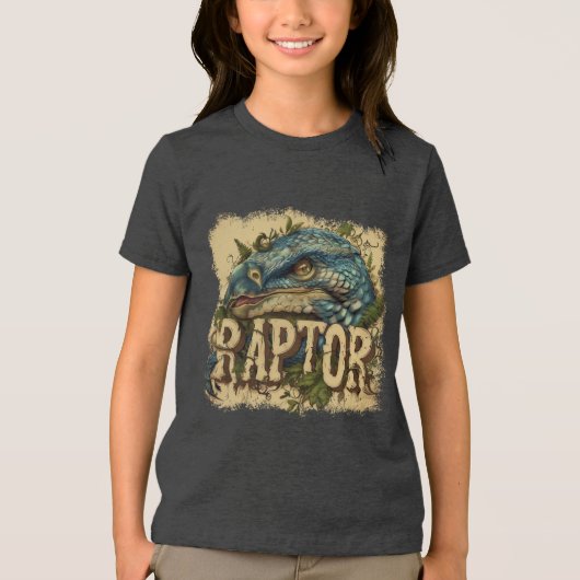 Portret van Raptor Grunge Tri-Blend Shirt (Voorkant)