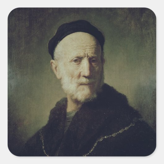 Portret van Rembrandt's vader Vierkante Sticker (Voorkant)