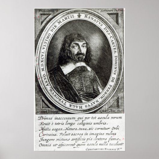 Portret van Rene Descartes, 1644 Poster (Voorkant)