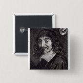 Portret van Rene Descartes Vierkante Button 5,1 Cm (Voorkant /achterkant)