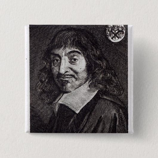 Portret van Rene Descartes Vierkante Button 5,1 Cm (Voorkant)
