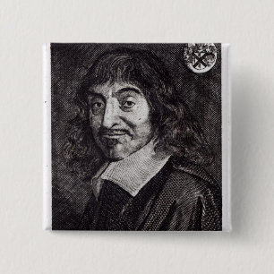 Portret van Rene Descartes Vierkante Button 5,1 Cm
