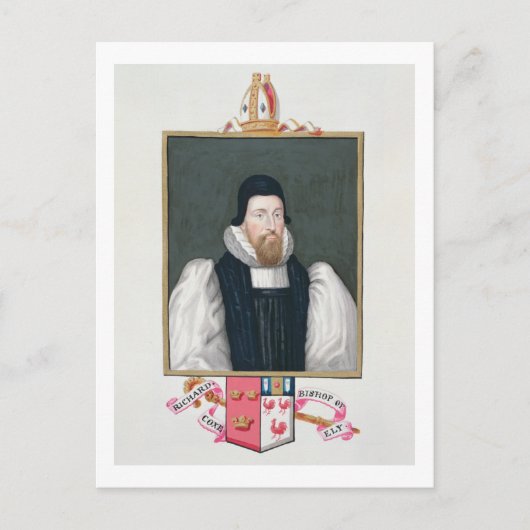 Portret van Richard Cox (1500-81) bisschop van Ely Briefkaart (Voorkant)