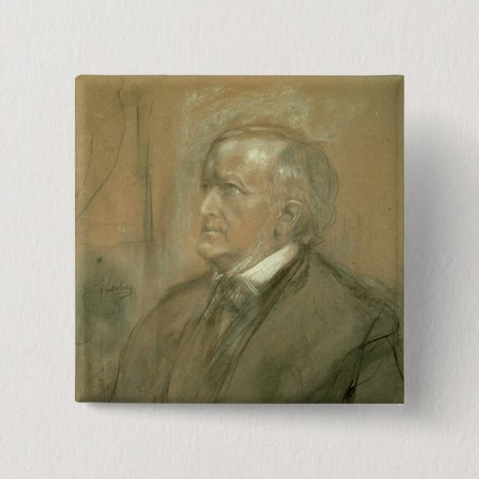 Portret van Richard Wagner 1868 Vierkante Button 5,1 Cm (Voorkant)