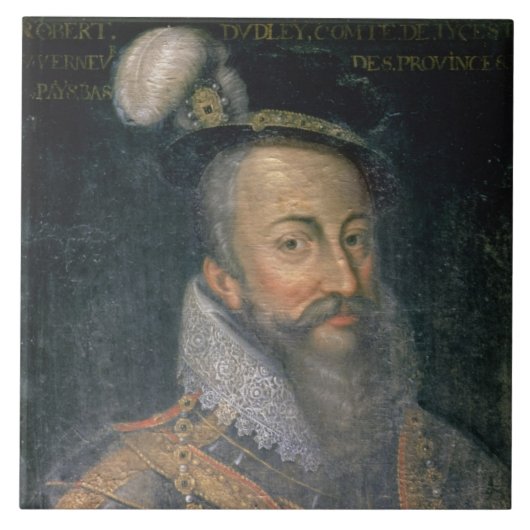 Portret van Robert Dudley (1532-88) Earl of Leices Tegeltje (Voorkant)