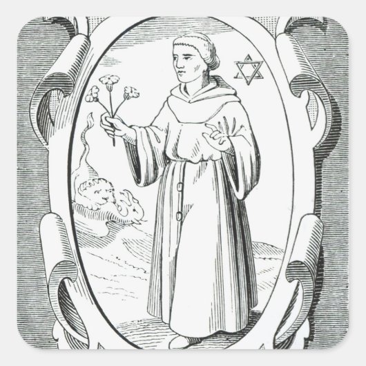 Portret van Roger Bacon Vierkante Sticker (Voorkant)