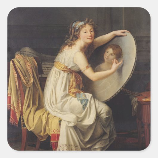 Portret van Roos Adelaide Ducreux Vierkante Sticker (Voorkant)