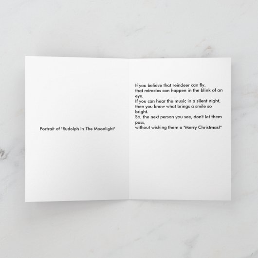 Portret van Rudolf in het maanlicht Feestdagen Kaart (Binnen)