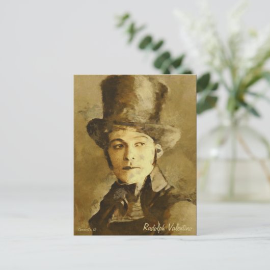 Portret van Rudolph Valentino Art Briefkaart (Staand voorkant)