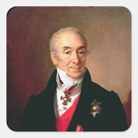 Portret van S. Kushnikov, 1828 Vierkante Sticker (Voorkant)