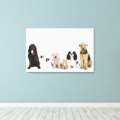 Portret van samen zittende katten en honden canvas afdruk (Insitu (Houten vloer))