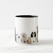 Portret van samen zittende katten en honden tweekleurige koffiemok (Center)