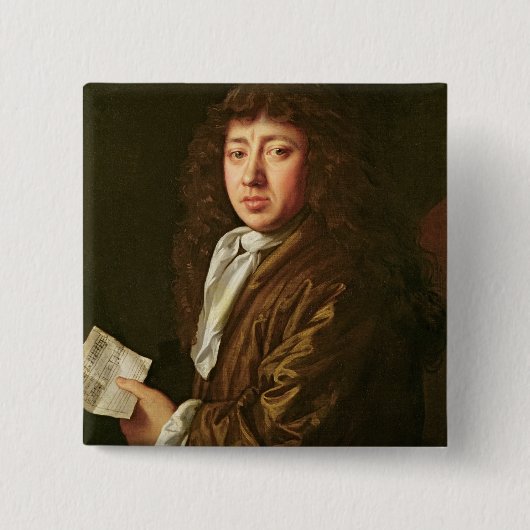 Portret van Samuel Pepys 1666 Vierkante Button 5,1 Cm (Voorkant)