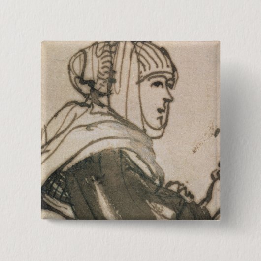 Portret van Saskia, 1634 Vierkante Button 5,1 Cm (Voorkant)