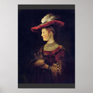 Portret van Saskia van Uylenburch [1]. Door Rembra Poster