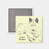 Portret van schattige Akita hond met teddybeer Magneet (Voorkant / Achterkant)