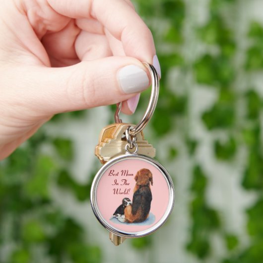 portret van schattige puppy beagle met mam hond sleutelhanger (Hand)
