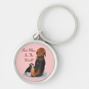 portret van schattige puppy beagle met mam hond sleutelhanger