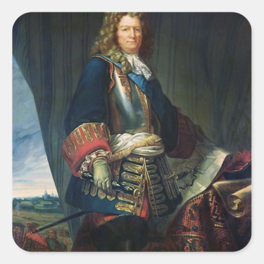 Portret van Sebastien le Prestre de Vauban Vierkante Sticker (Voorkant)