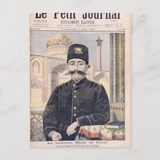Portret van Shah Mozzafer-ed-Din Briefkaart (Voorkant)