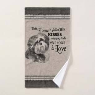  portret van Shih Tzu schattig citaat Bad Handdoek