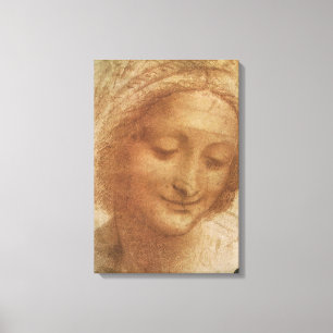 Portret van Sint Anna-studie van Leonardo da Vinci Canvas Afdruk