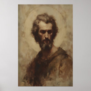 Portret van Sint-Jozef, Christelijke wandkunst Poster
